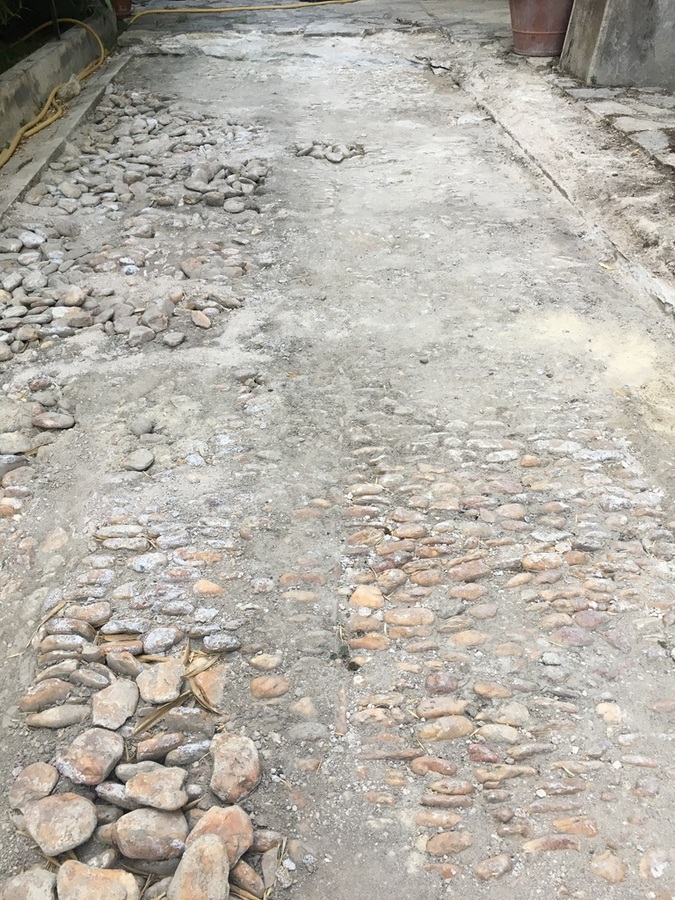 Mise à jour d'une ancienne calade en galets de rivière : un trésor sous nos pieds !